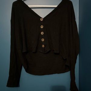 BlCropped Button Down Cardigan